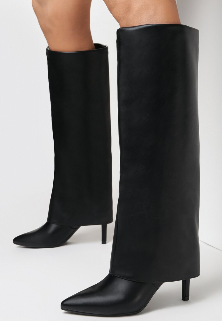 Talon Aiguille Botte Haute Sans Talon Bottes Hautes Sexy Noires