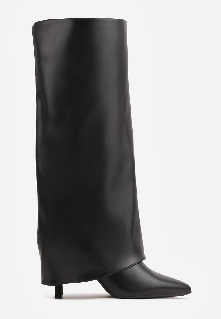 Bottes guêtres à talon aiguille bout pointu, Noir