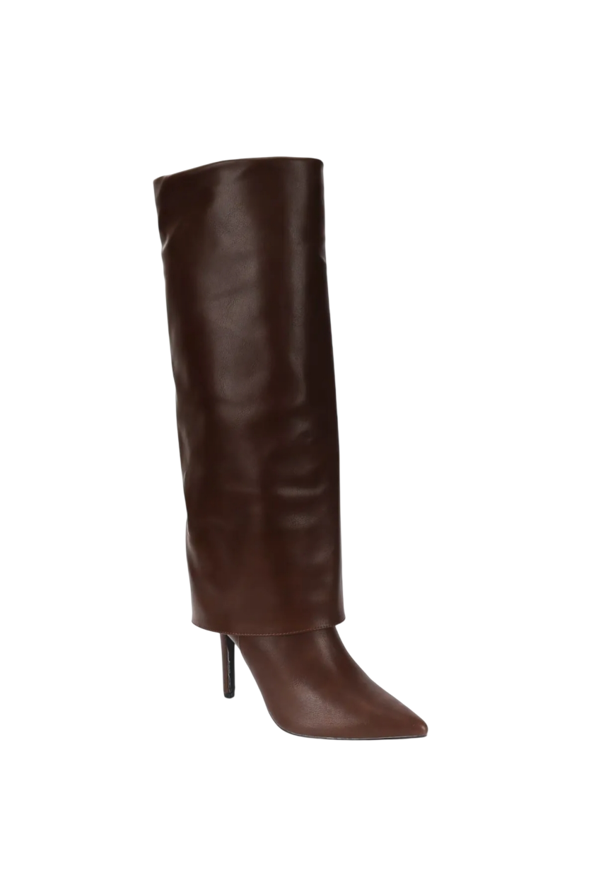 Bottes guêtres à talon aiguille et bout pointu, Marron