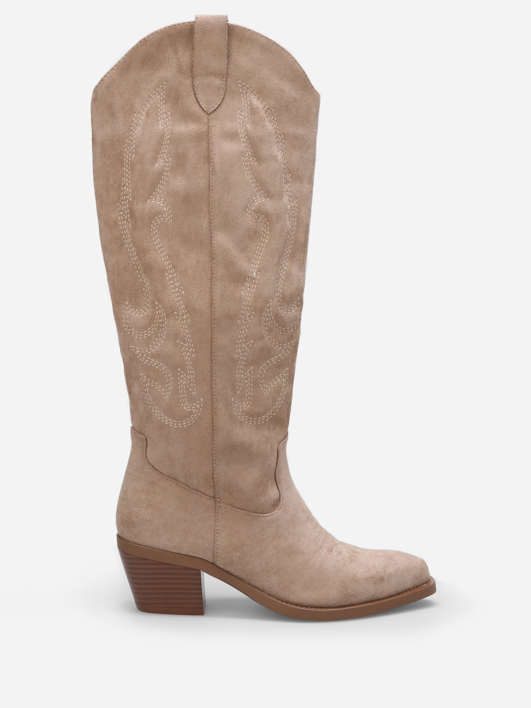 Botte Santiags suédine style Cowboy, Taupe