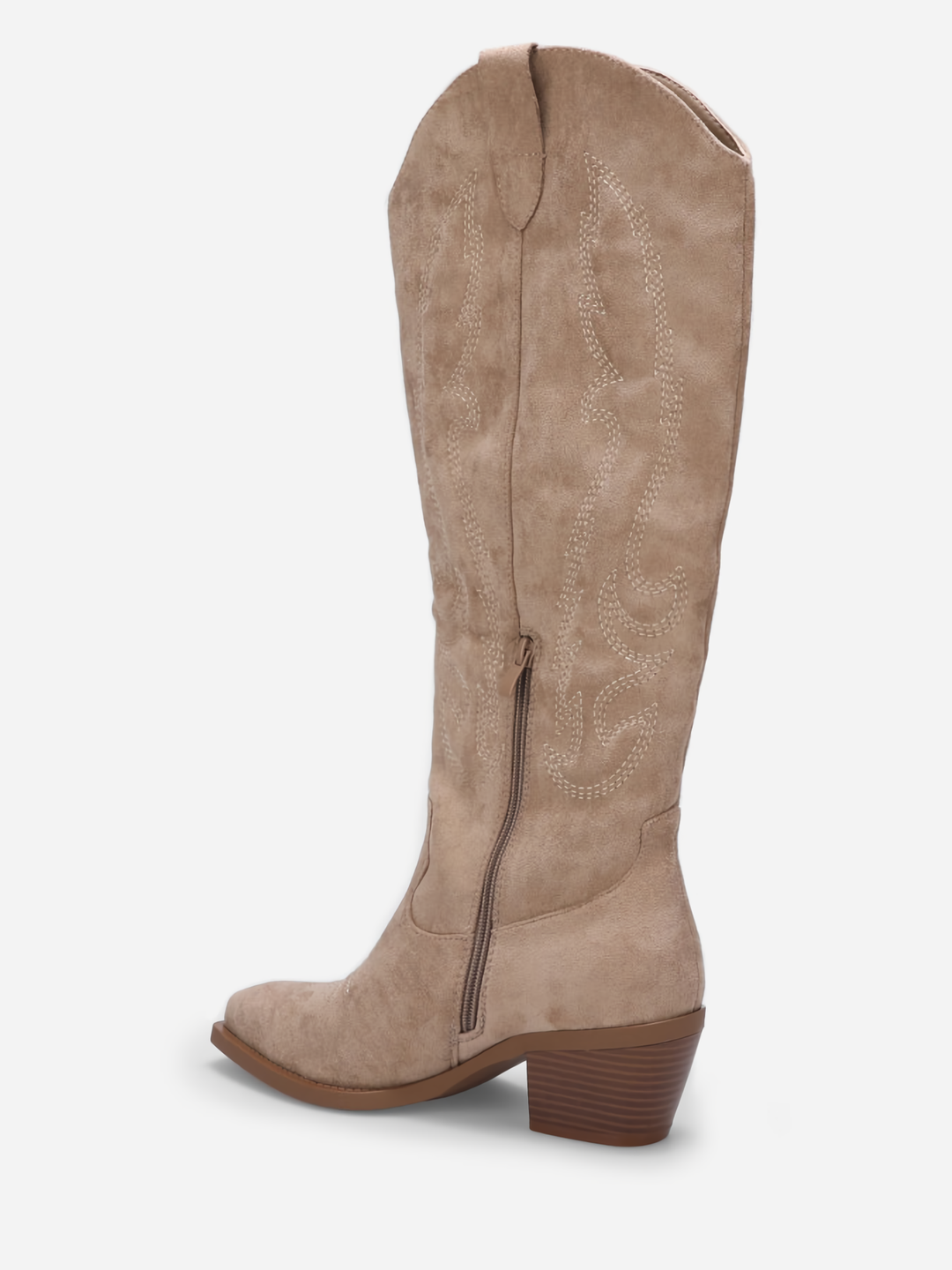Botte Santiags suédine style Cowboy, Taupe