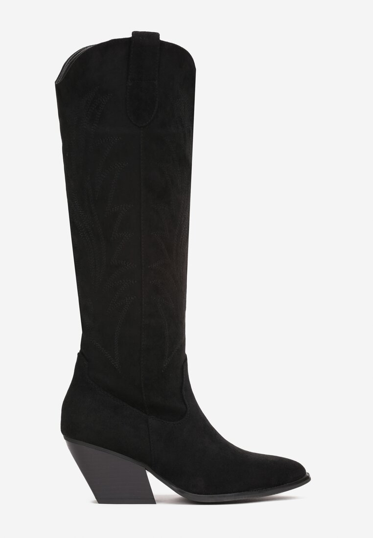 Botte Santiags suédine style Cowboy, Noire
