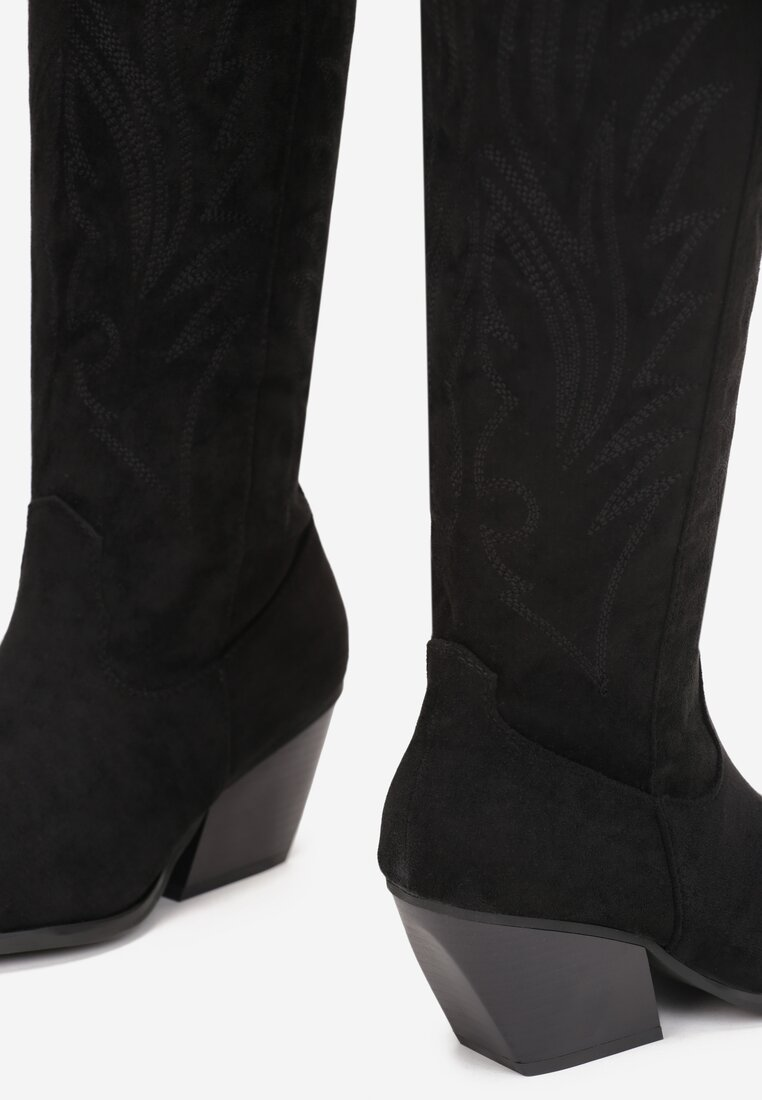 Botte Santiags suédine style Cowboy, Noire