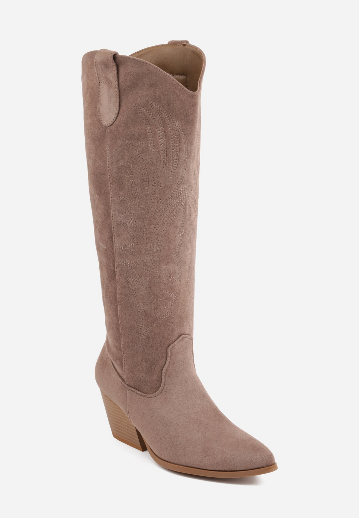 Botte Santiags suédine style Cowboy, Taupe