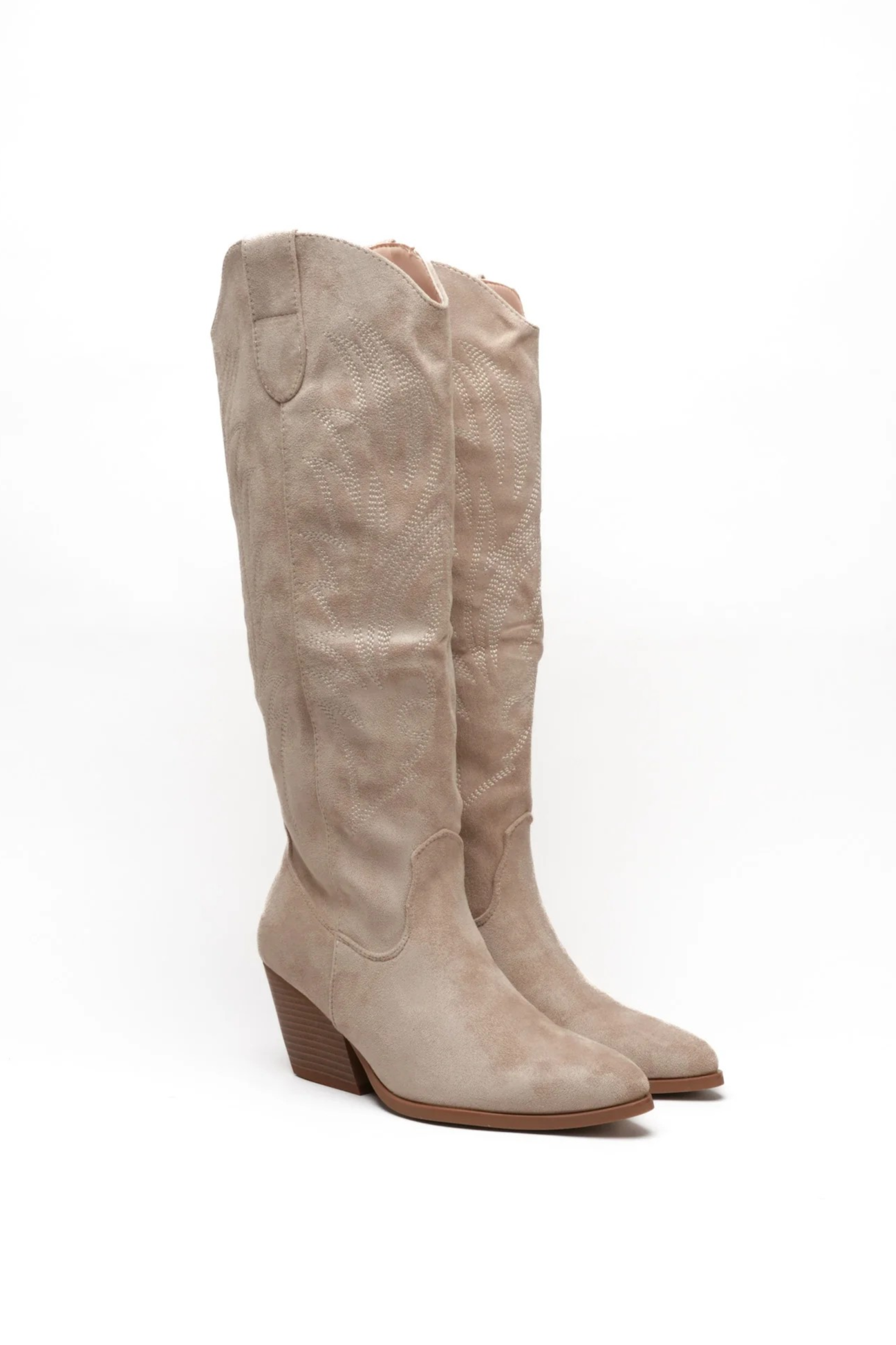 Botte Santiags suédine style Cowboy, Beige