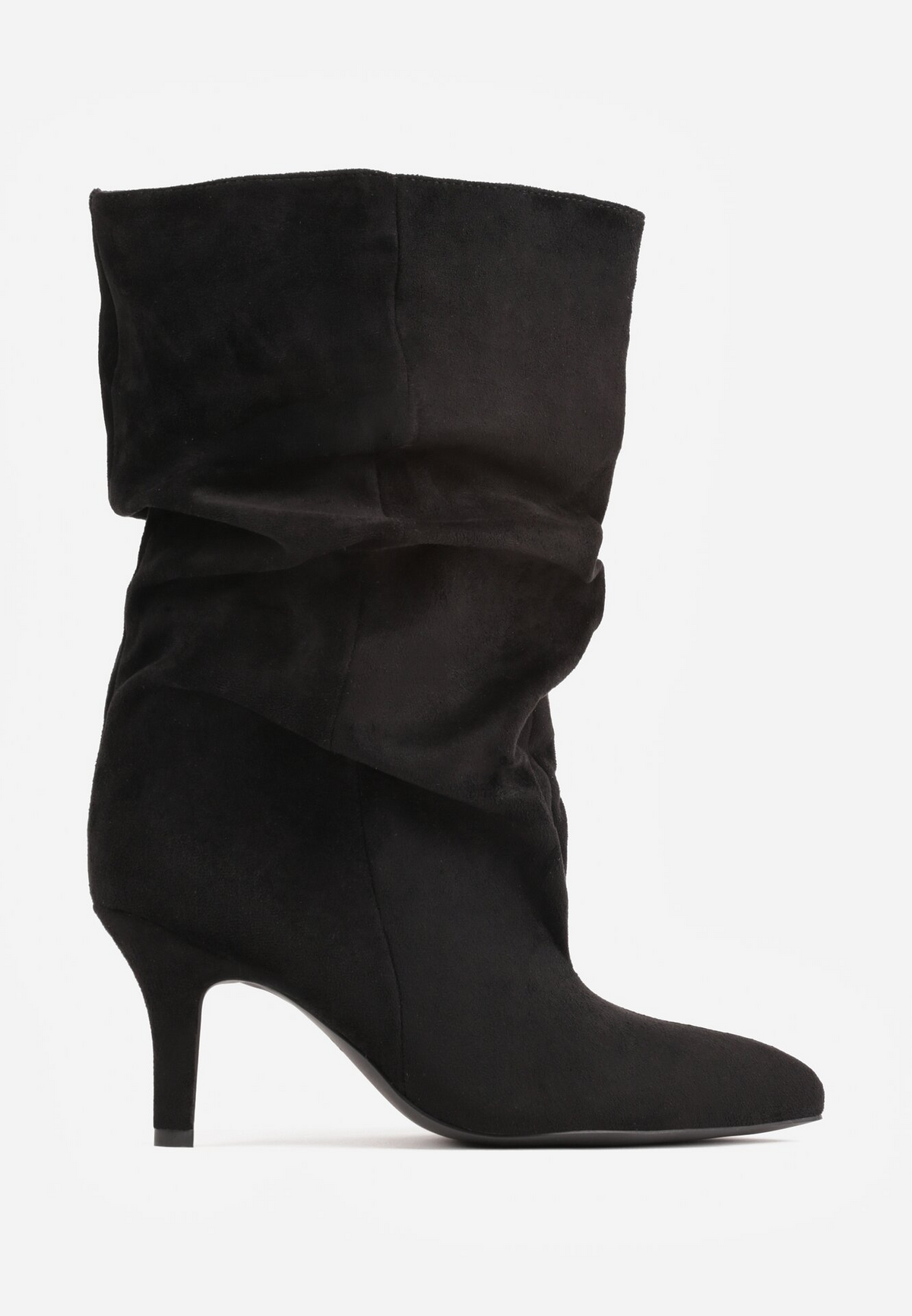 Bottines bout pointu souple plissé à talon - noir