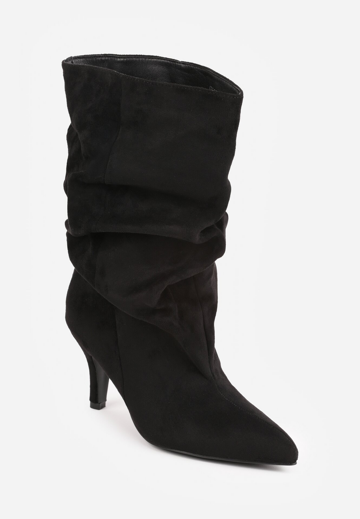Bottines bout pointu souple plissé à talon - noir