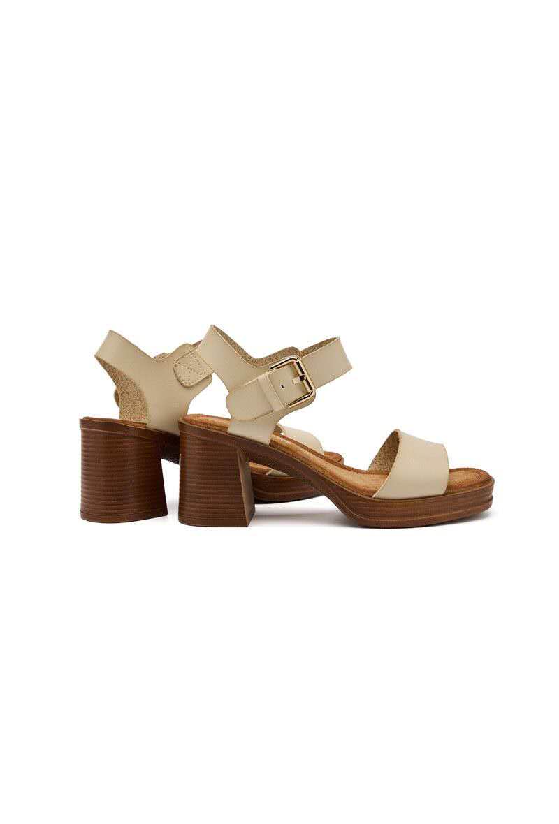 Sandales à Talon Plateforme, Beige Crème