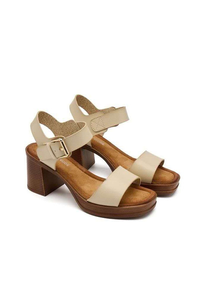 Sandales à Talon Plateforme, Beige Crème