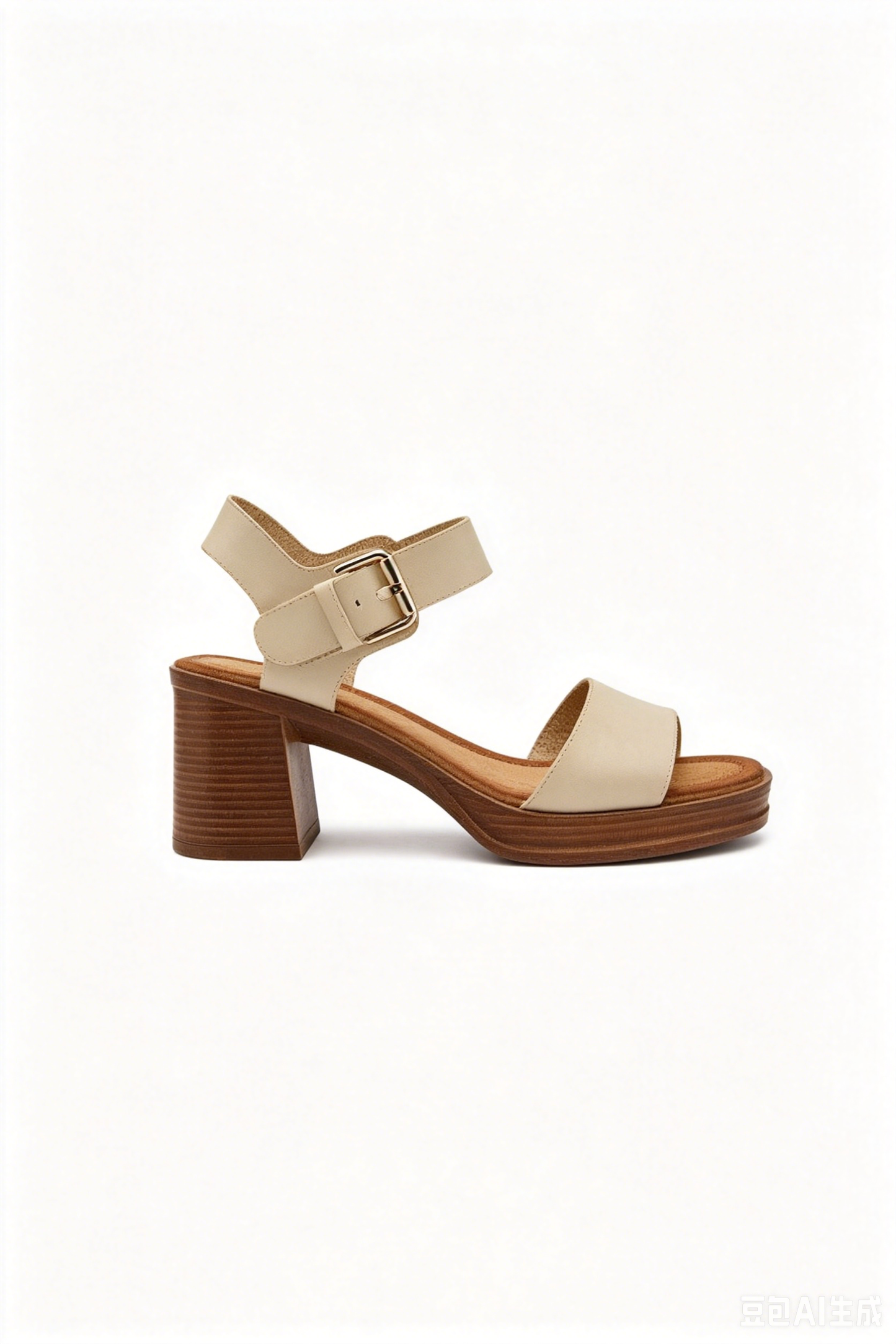 Sandales à Talon Plateforme, Beige Crème
