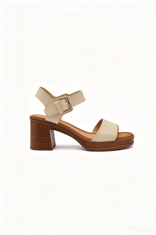 Sandales à Talon Plateforme, Beige Crème