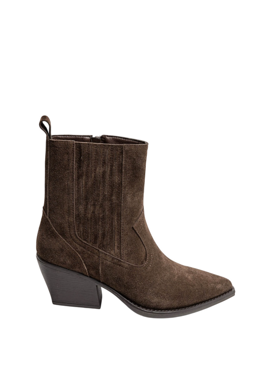 Bottines Santiags cuir nubuck, Marron