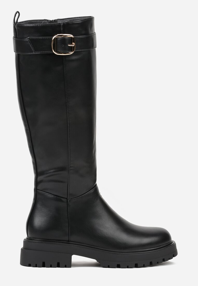Bottes cavalières à plateforme, Noir