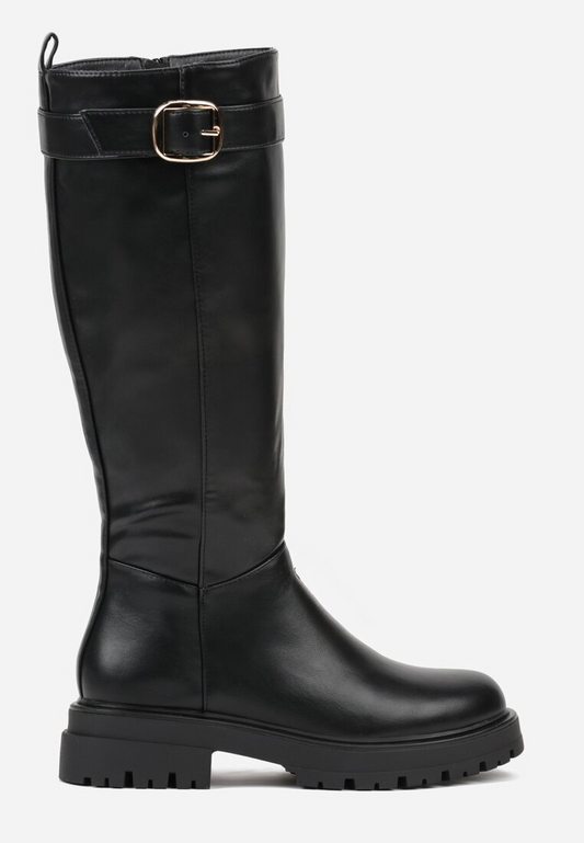 Bottes cavalières à plateforme, Noir