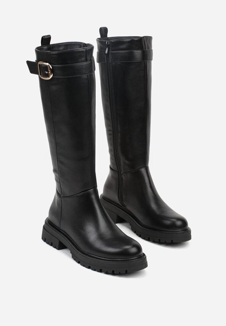 Bottes cavalières à plateforme, Noir