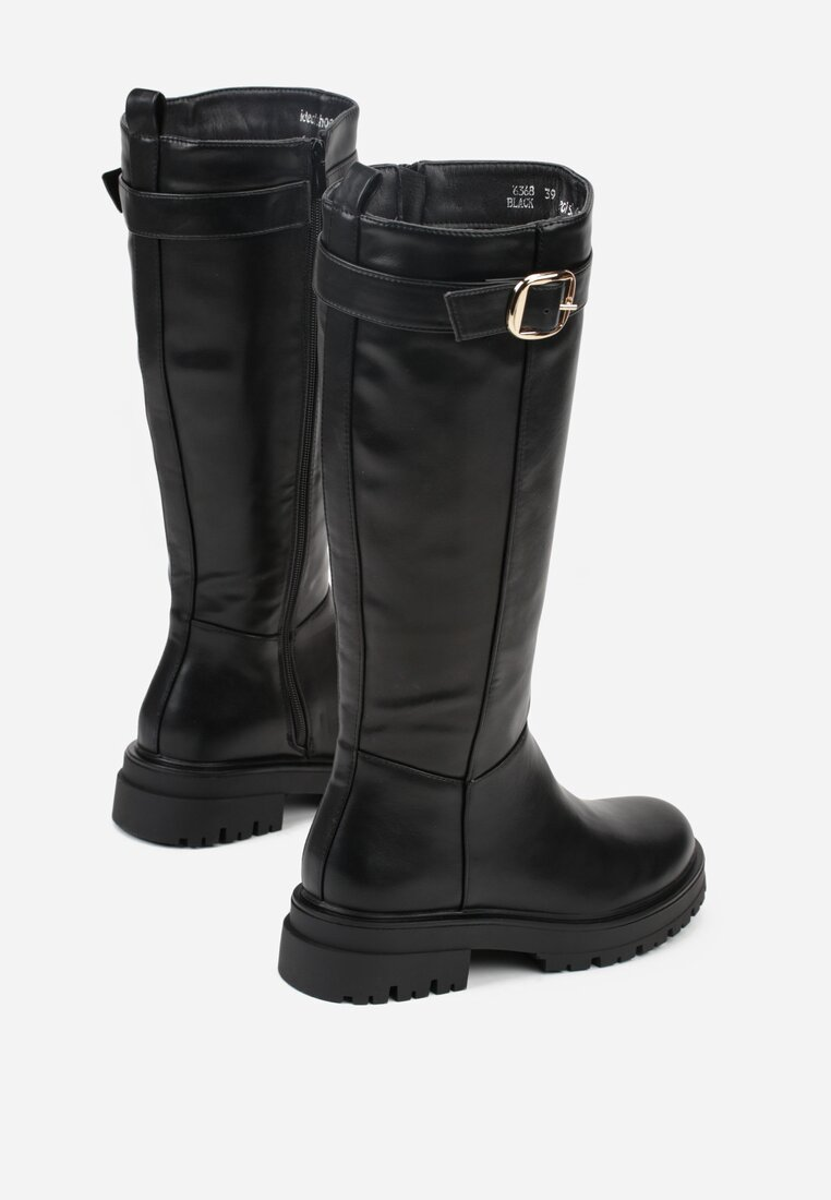 Bottes cavalières à plateforme, Noir