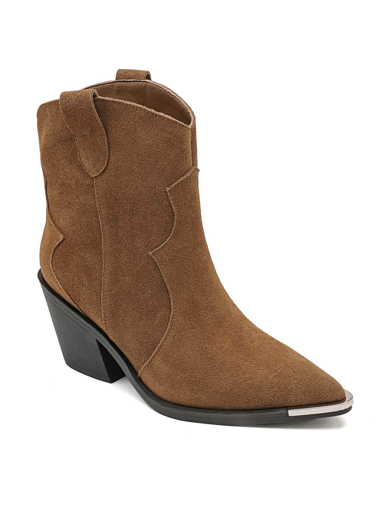 Bottines santiags à Cuir daim bout métallique