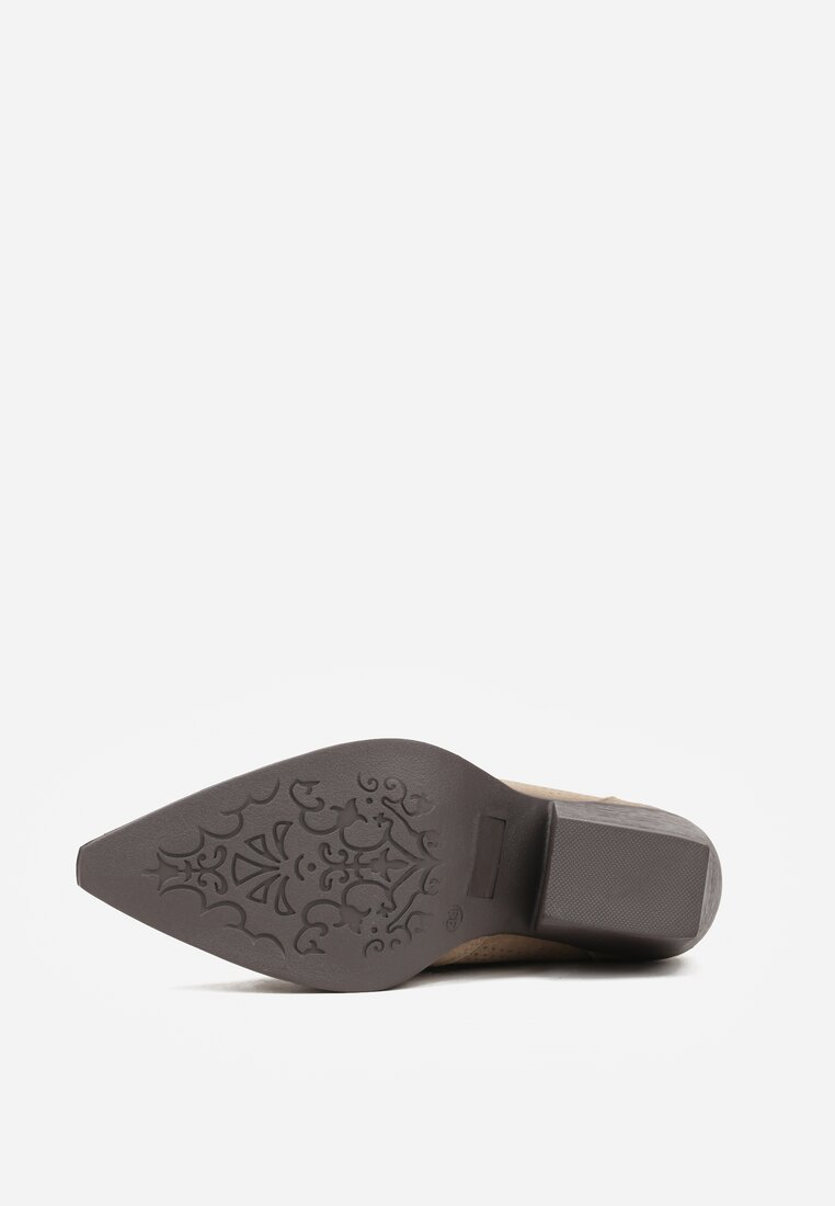 Bottines Santiags ajourée cuir nubuck,  Taupe
