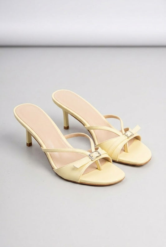Mules à talons, jaune crème