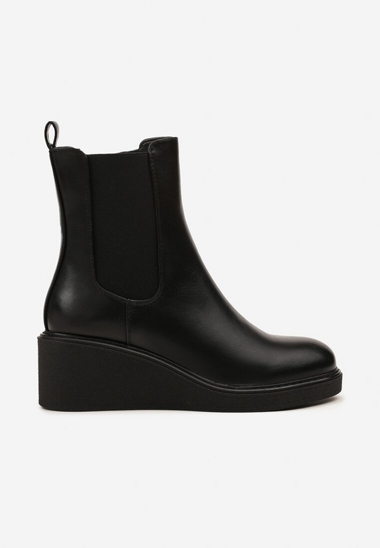 Bottines femmes compensées à plateforme, Noir