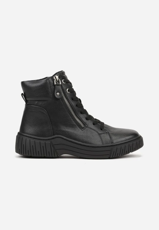 Bottines plates à lacets style sneaker, Noir