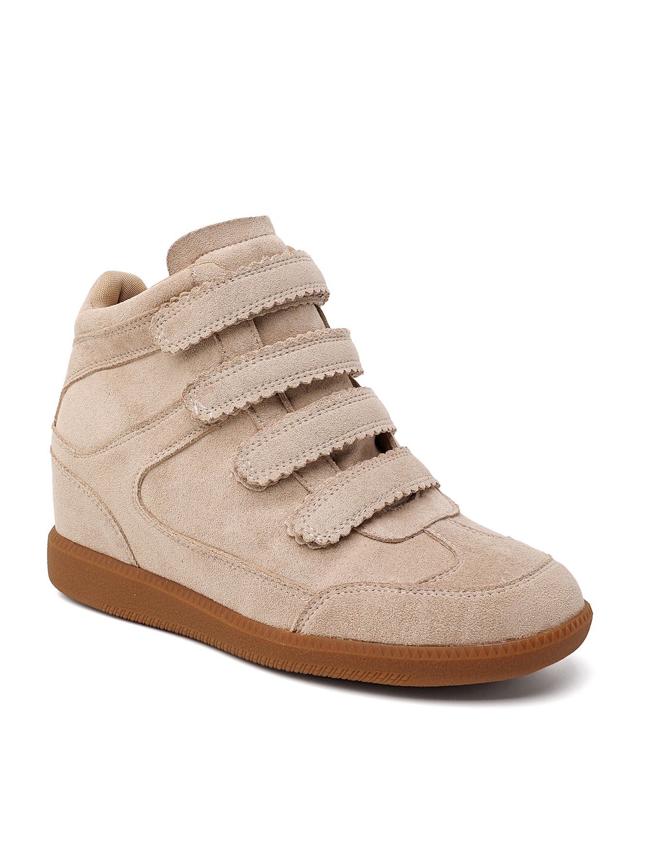 Sneakers Compensées à multi Brides Scratch Beige