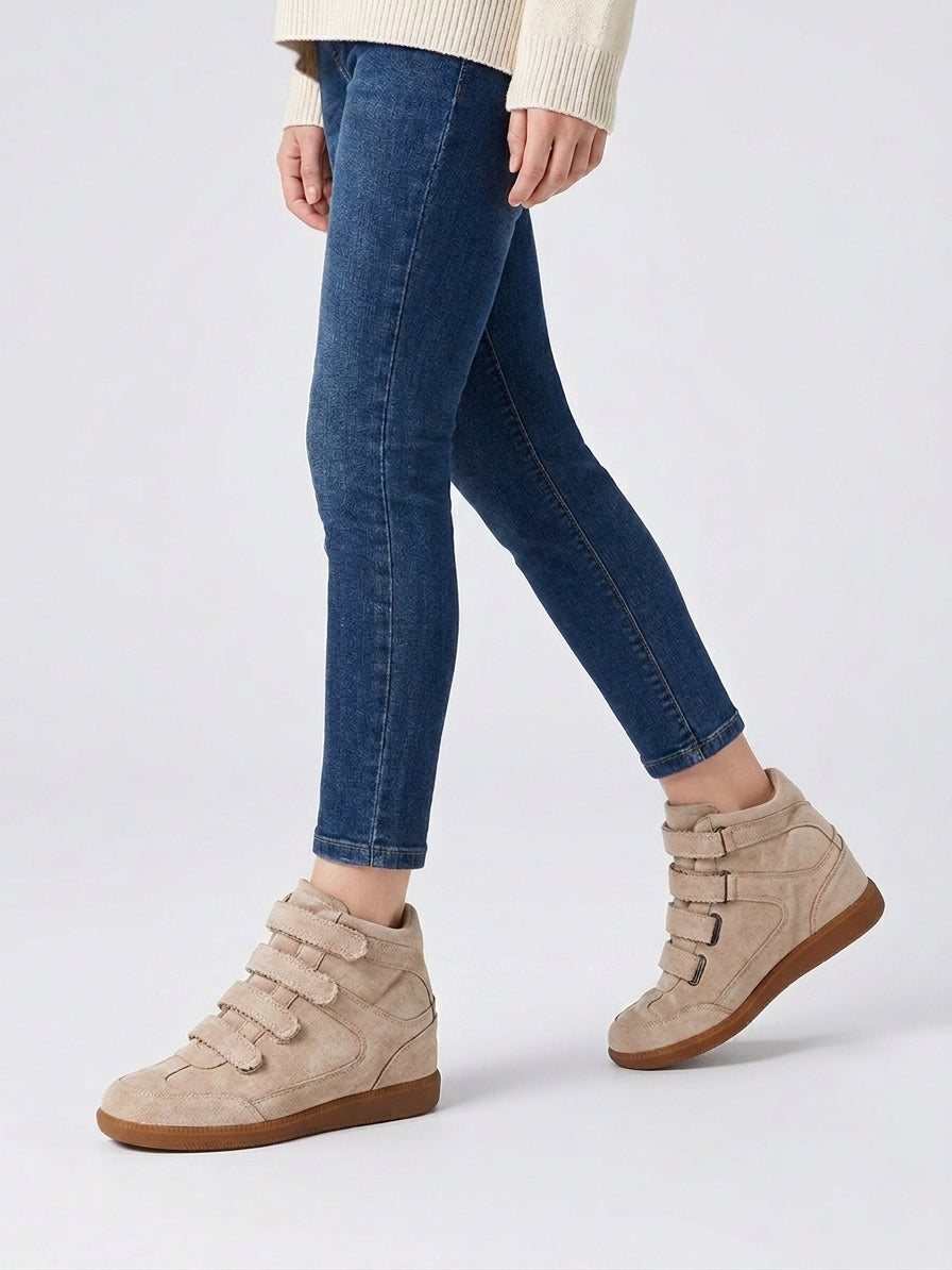 Sneakers Compensées à multi Brides Scratch Beige