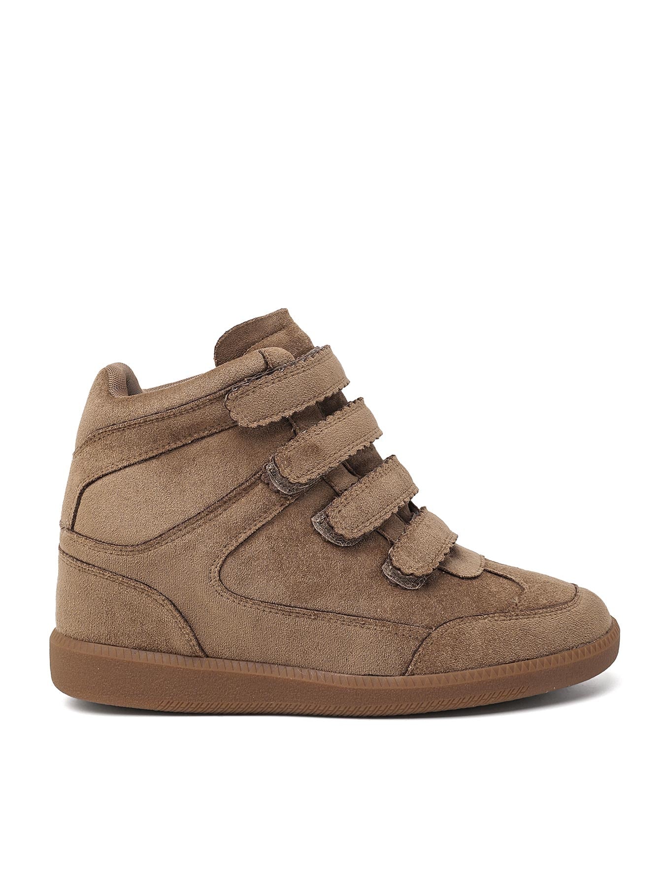 Sneakers Compensées à multi Brides Scratch Taupe