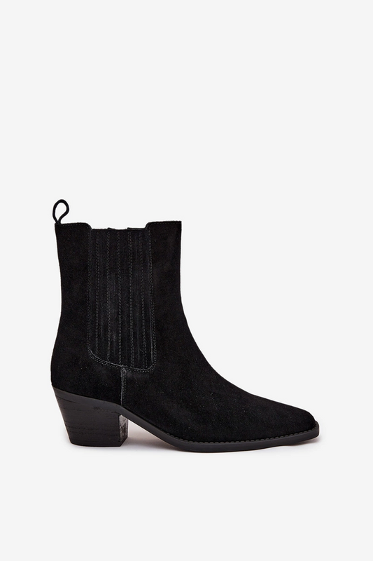 Bottines Santiags cuir nubuck, Noir