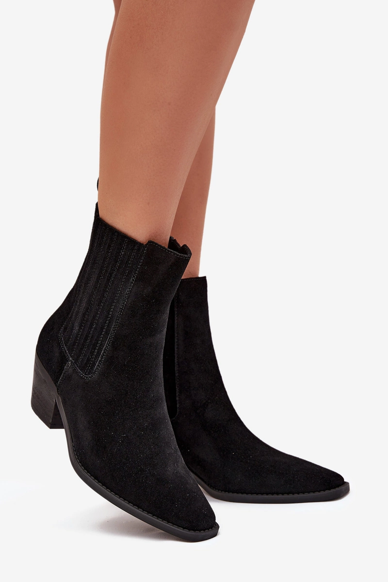 Bottines Santiags cuir nubuck, Noir