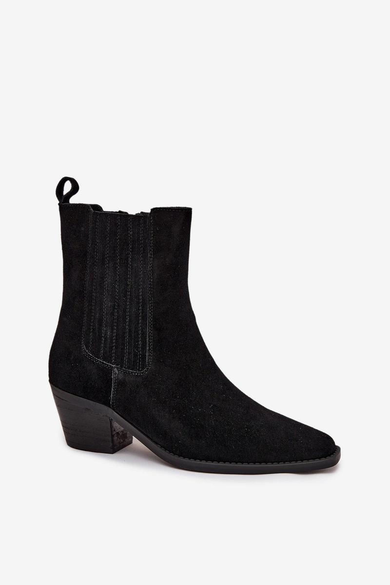 Bottines Santiags cuir nubuck, Noir