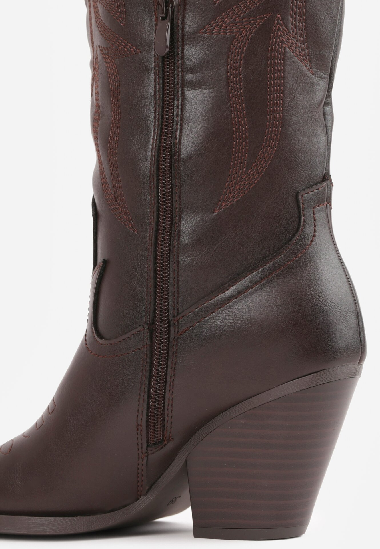 Bottes Hautes Style Santiags en Marron Lisse