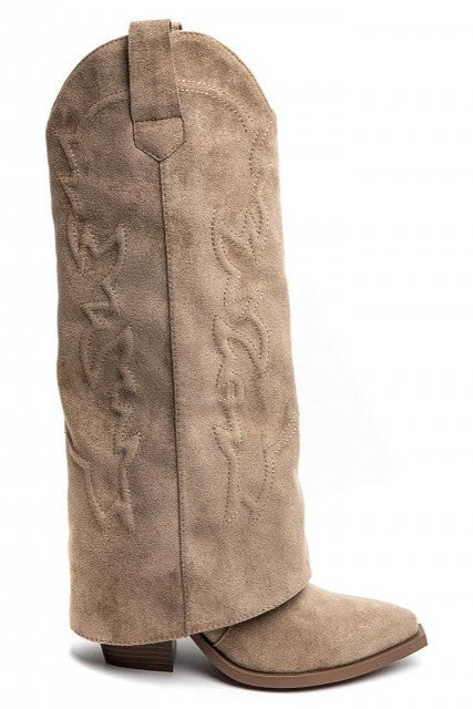 Bottes cowboy style santiags guêtre, Taupe