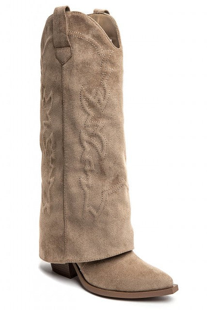 Bottes cowboy style santiags guêtre, Taupe