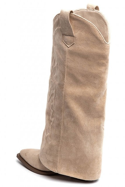 Bottes cowboy style santiags guêtre, Taupe