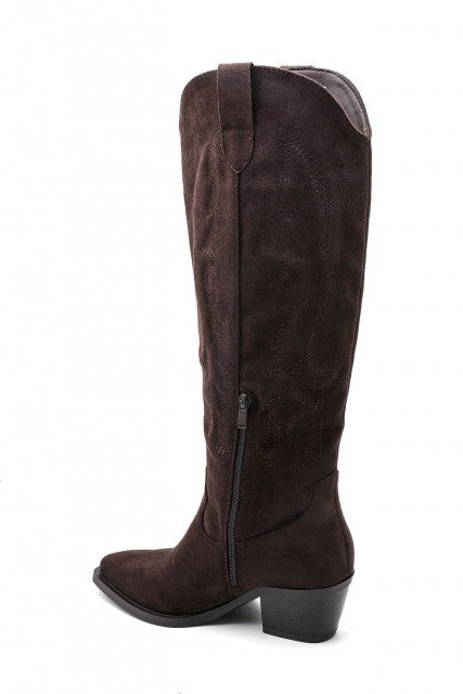 Botte Santiags suédine style Cowboy, Marron