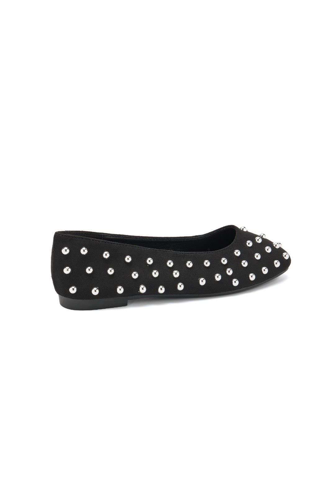 Ballerines Plates à Clous Métalliques - noir