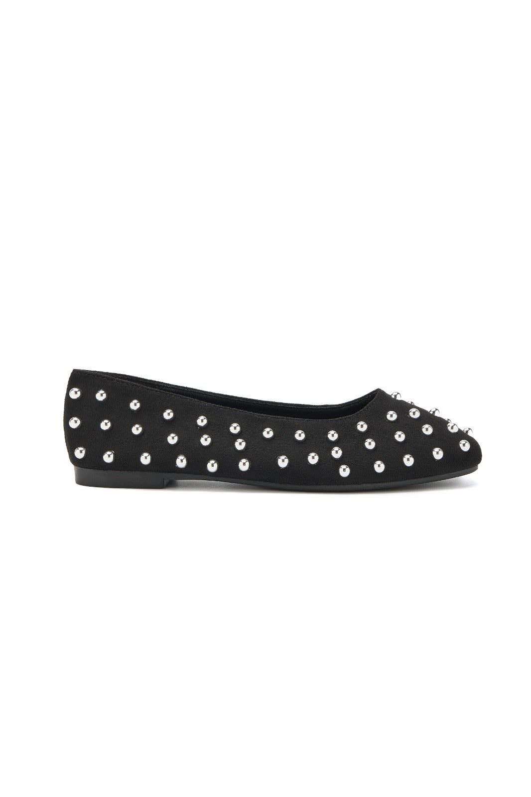Ballerines Plates à Clous Métalliques - noir