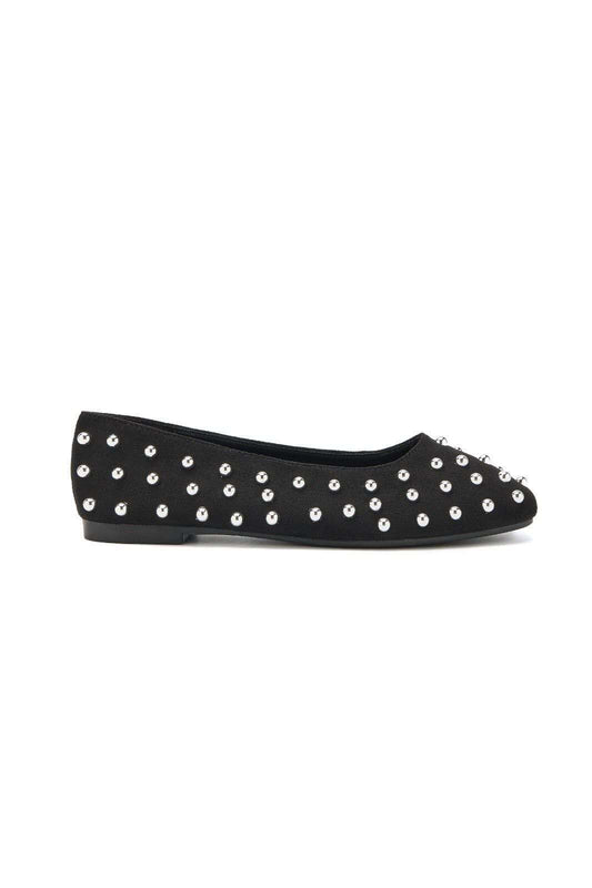 Ballerines Plates à Clous Métalliques - noir