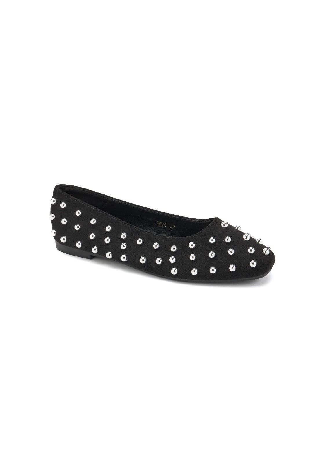 Ballerines Plates à Clous Métalliques - noir