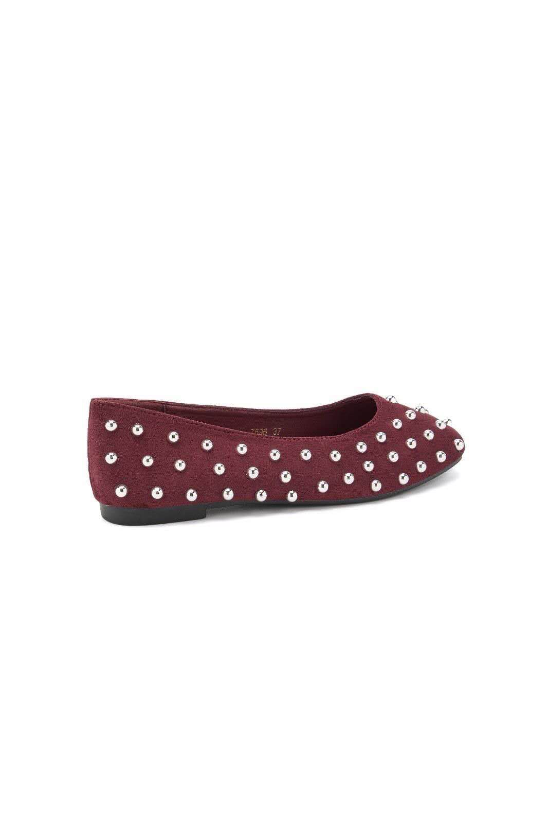 Ballerines Plates à Clous Métalliques - bordeaux