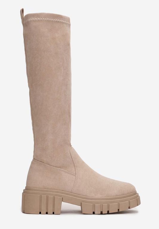 Bottes chaussettes Beiges pour femmes, semelle épaisse