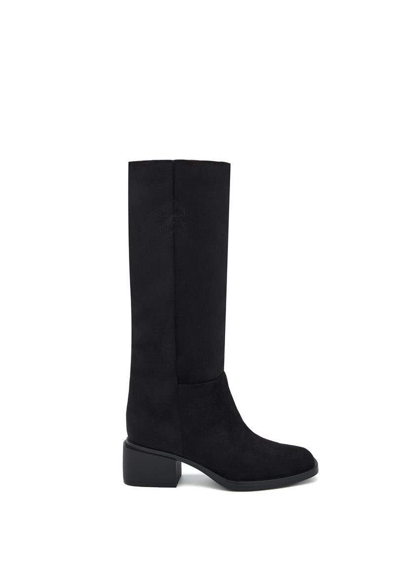 Bottes Hautes Droites en Suédine - marron
