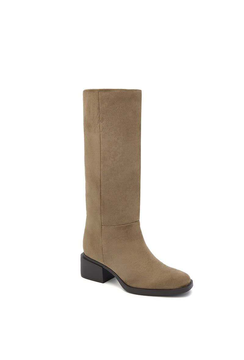 Bottes Hautes Droites en Suédine - taupe