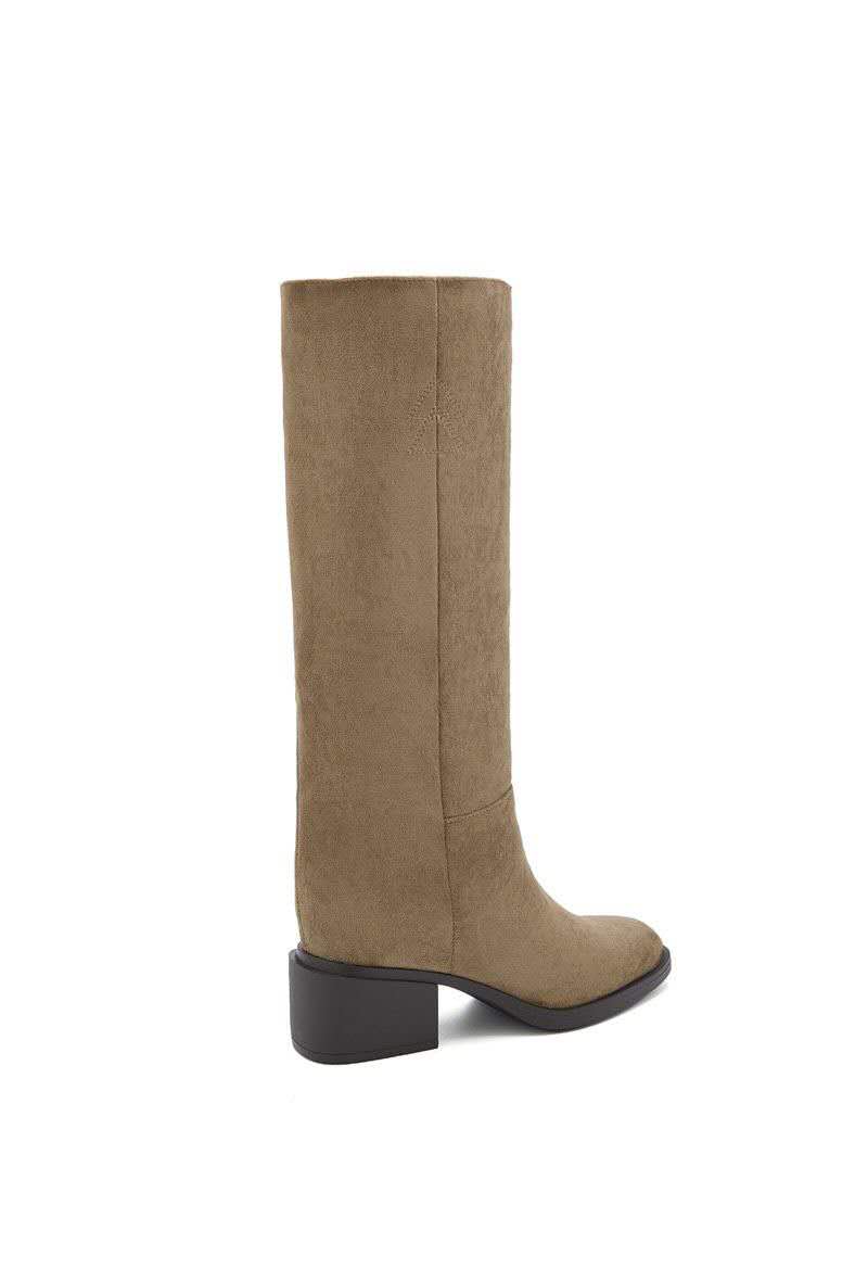 Bottes Hautes Droites en Suédine - taupe
