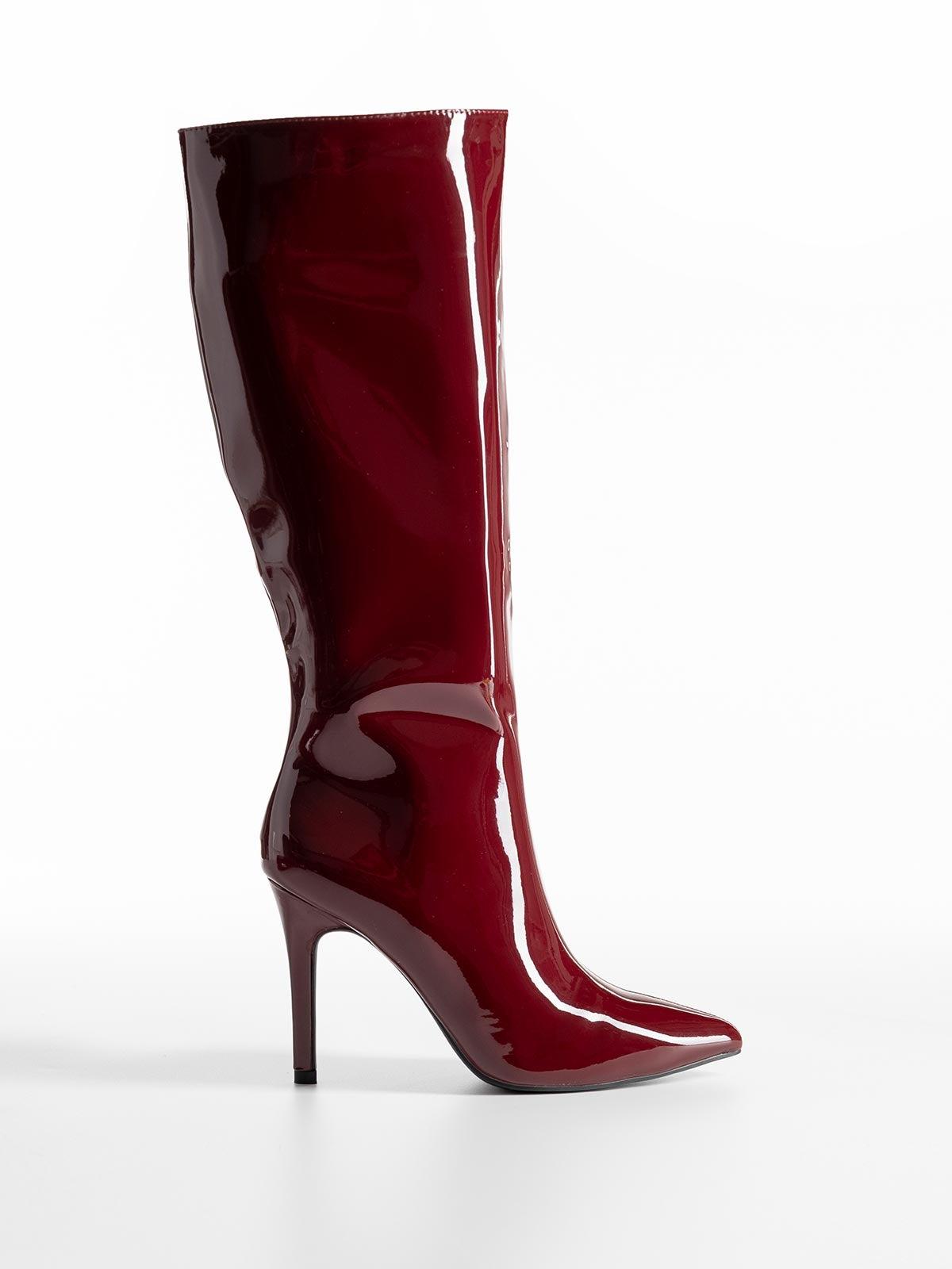 Bottes vernies bordeaux à talon haut