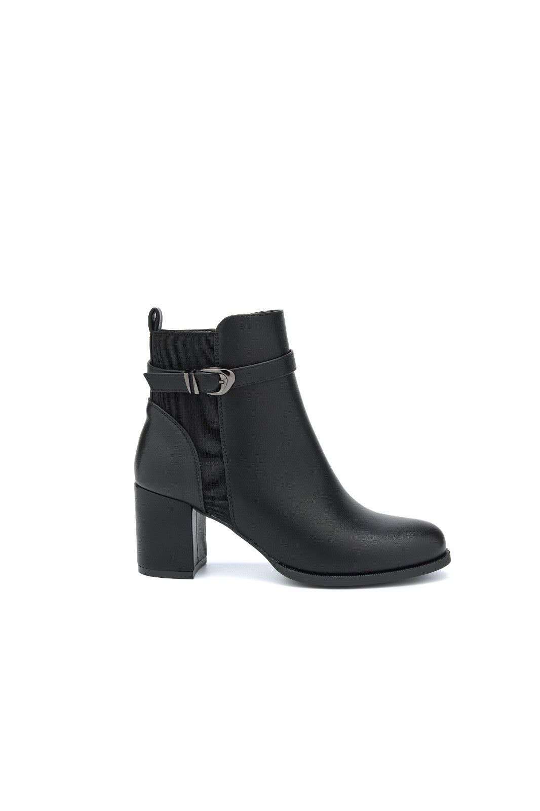 Bottines à talon large et bride à boucle - noir