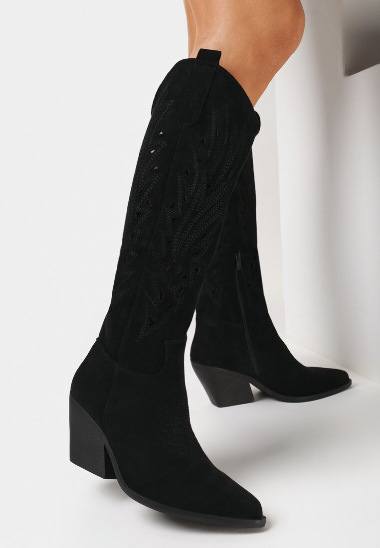 Bottes Cowboy Style Santiags ajourée, Noir