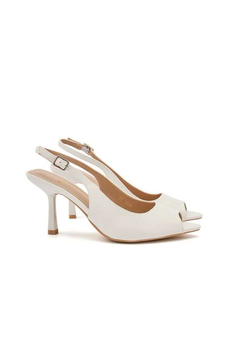 Escarpins slingback à bouts ouverts, Blanc
