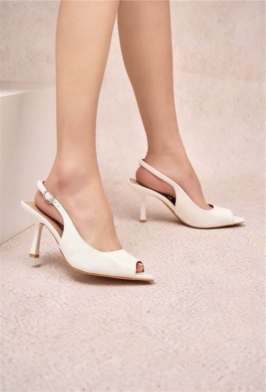 Escarpins slingback à bouts ouverts, Blanc